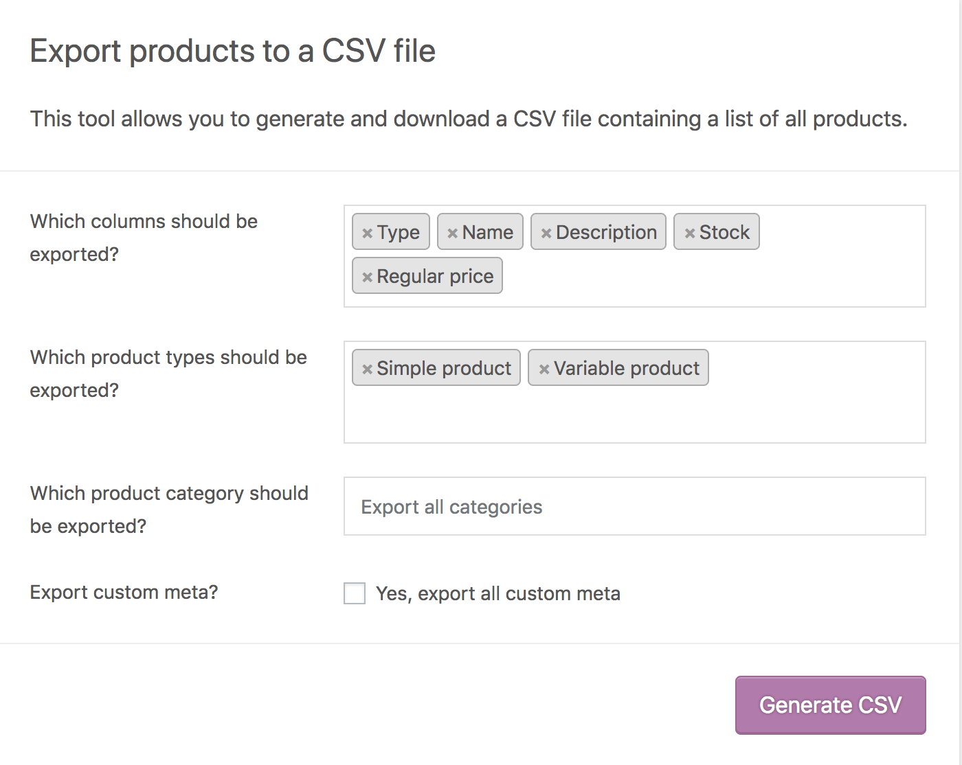 WooCommerce Export Products - Export All Categories option